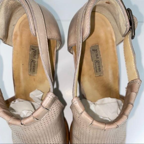 Paul Green 5154 6.5 Leather Mesh Taupe Heeled Boot - Picture 10 of 12